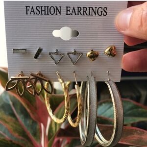 6 Pr Silver & Gold Earrings